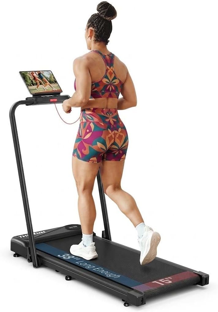 THERUN Walking Pad with Handle Bar, 2 in 1 Under Desk Portable Treadmill