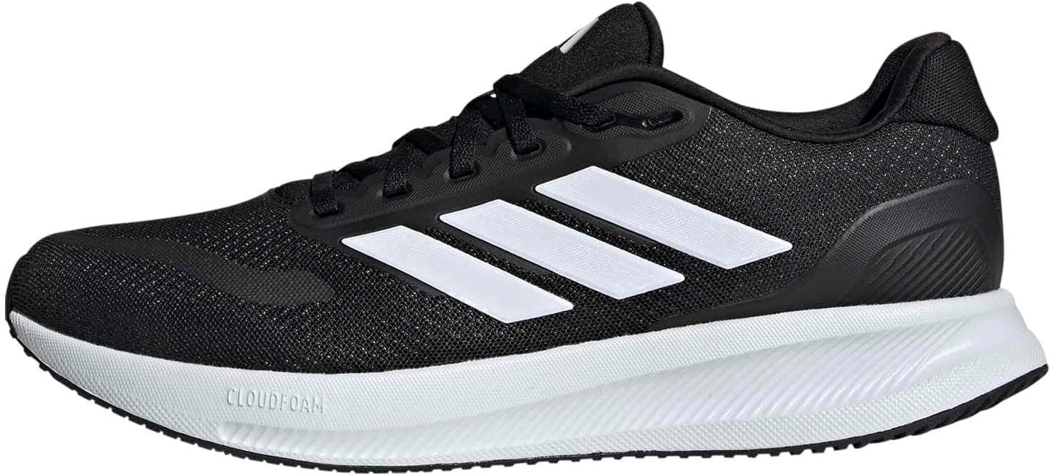 adidas Mens Runfalcon 5 Wide Running Sneakers Shoes – Black