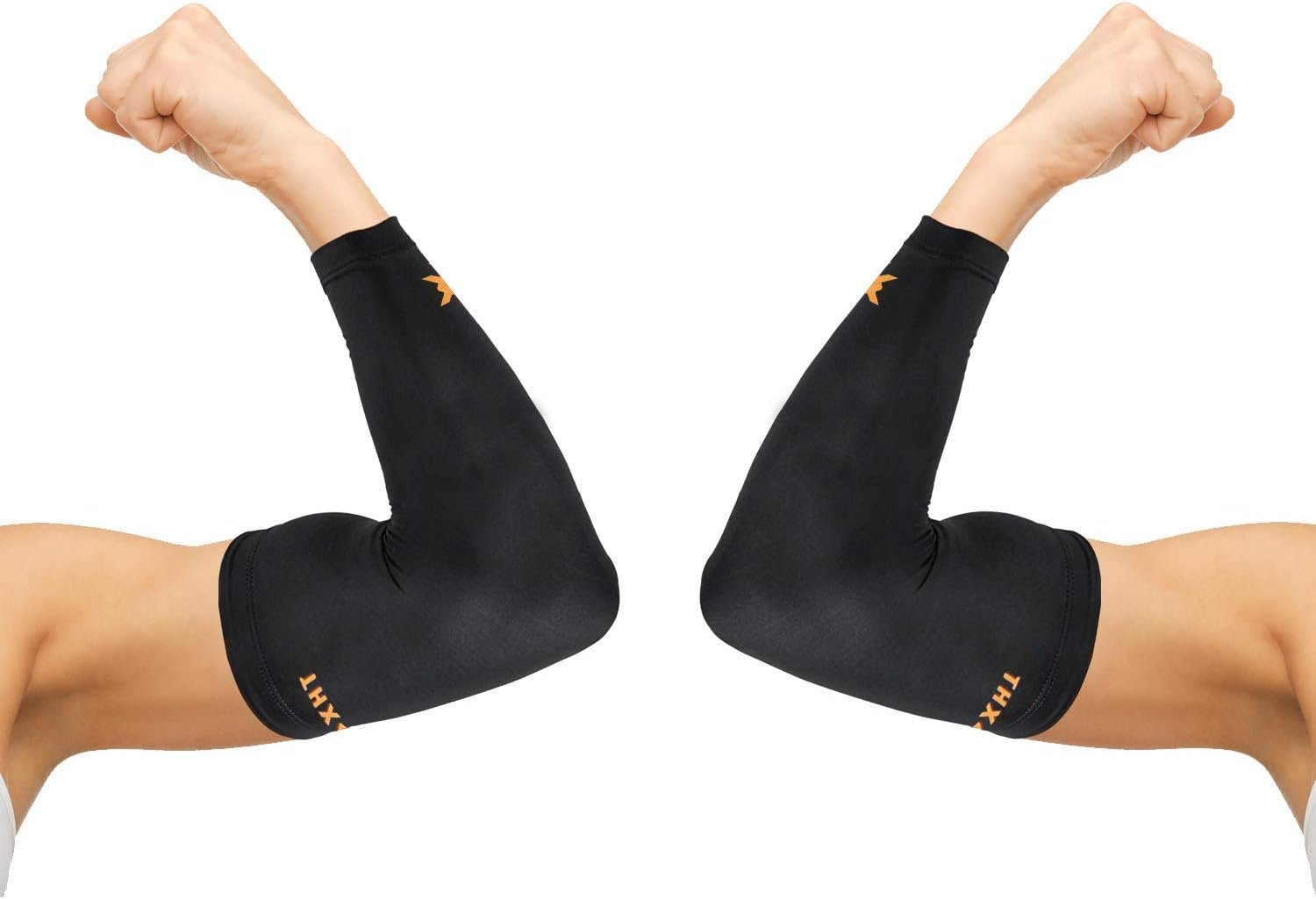 THX4COPPER Elbow Compression Sleeve(2 Pieces) – 1Copper Infused Support –Guaranteed Recovery Copper Elbow Brace-Idea for Workouts, Sports, Golfers, Tennis Elbow, Arthritis, Tendonitis-Large