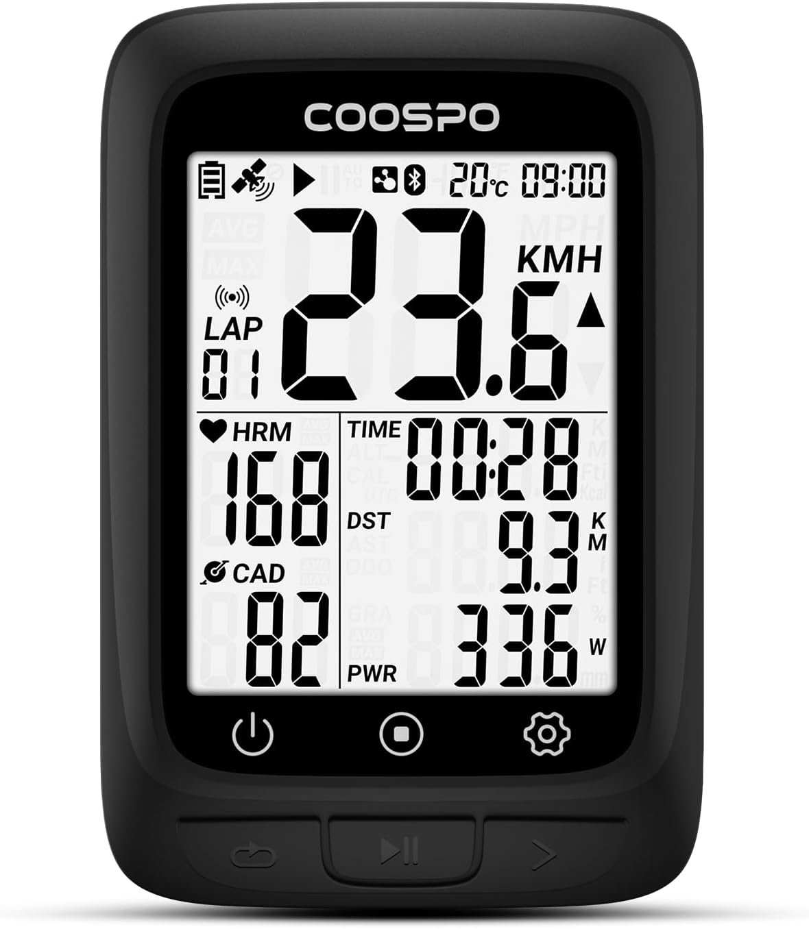 COOSPO Wireless Cycling Computer GPS with 2.4 LCD Screen, Bike Speedometer with Auto Backlight IP67