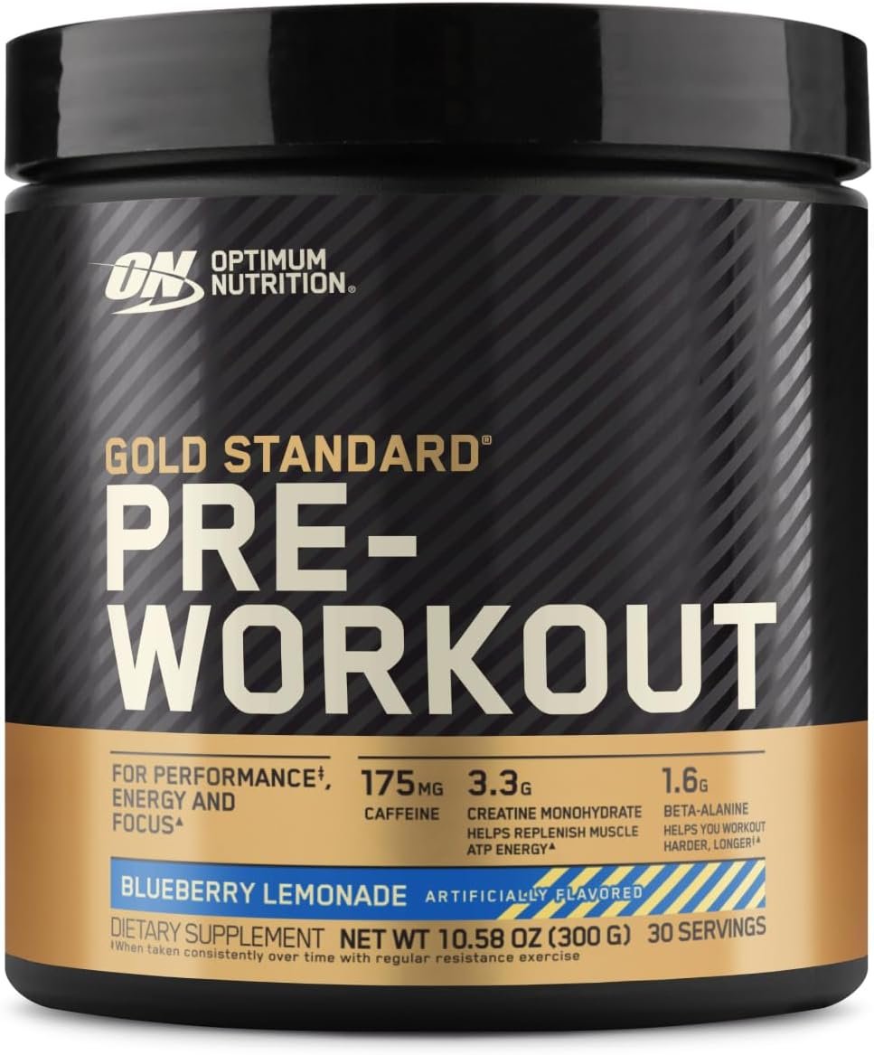 Optimum Nutrition Gold Standard PreWorkout Powder Blueberry Lemonade 10.6Oz