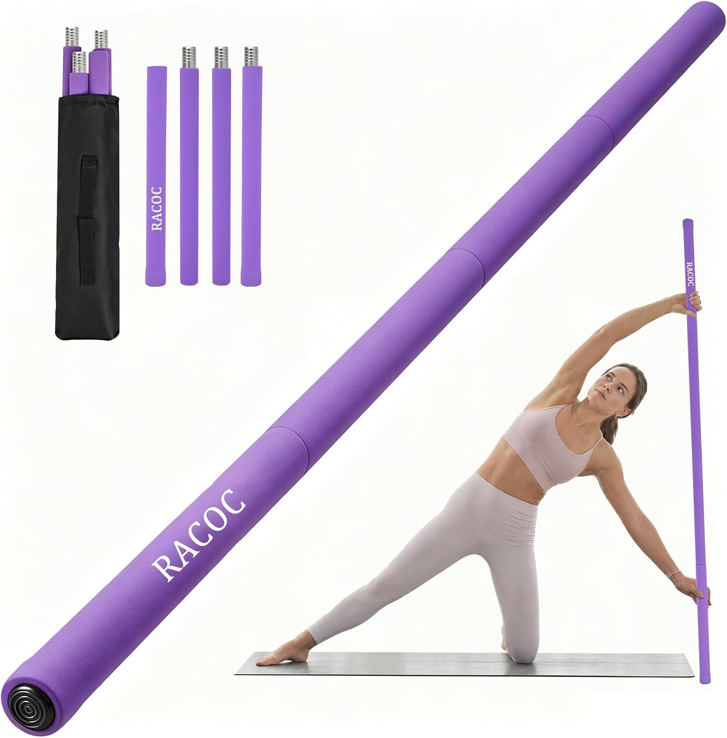 Yoga Stick, 5ft Adjustable Workout Stick for Stretching