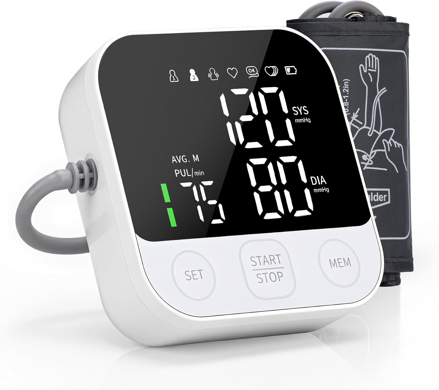 Blood Pressure Monitor FDA-Cleared Upper Arm Cuff with Storage Bag