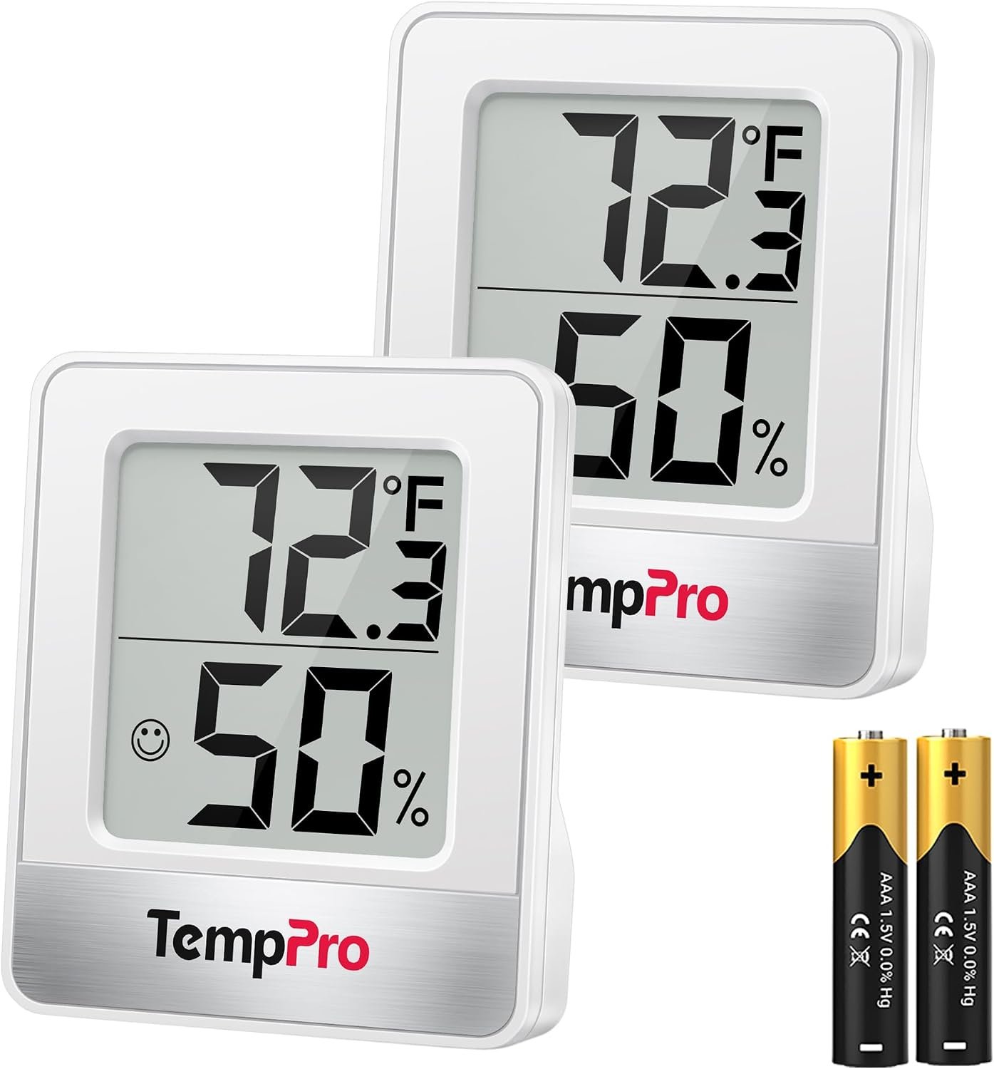 TempPro TP49 2 Pack Digital Hygrometer Indoor Thermometer
