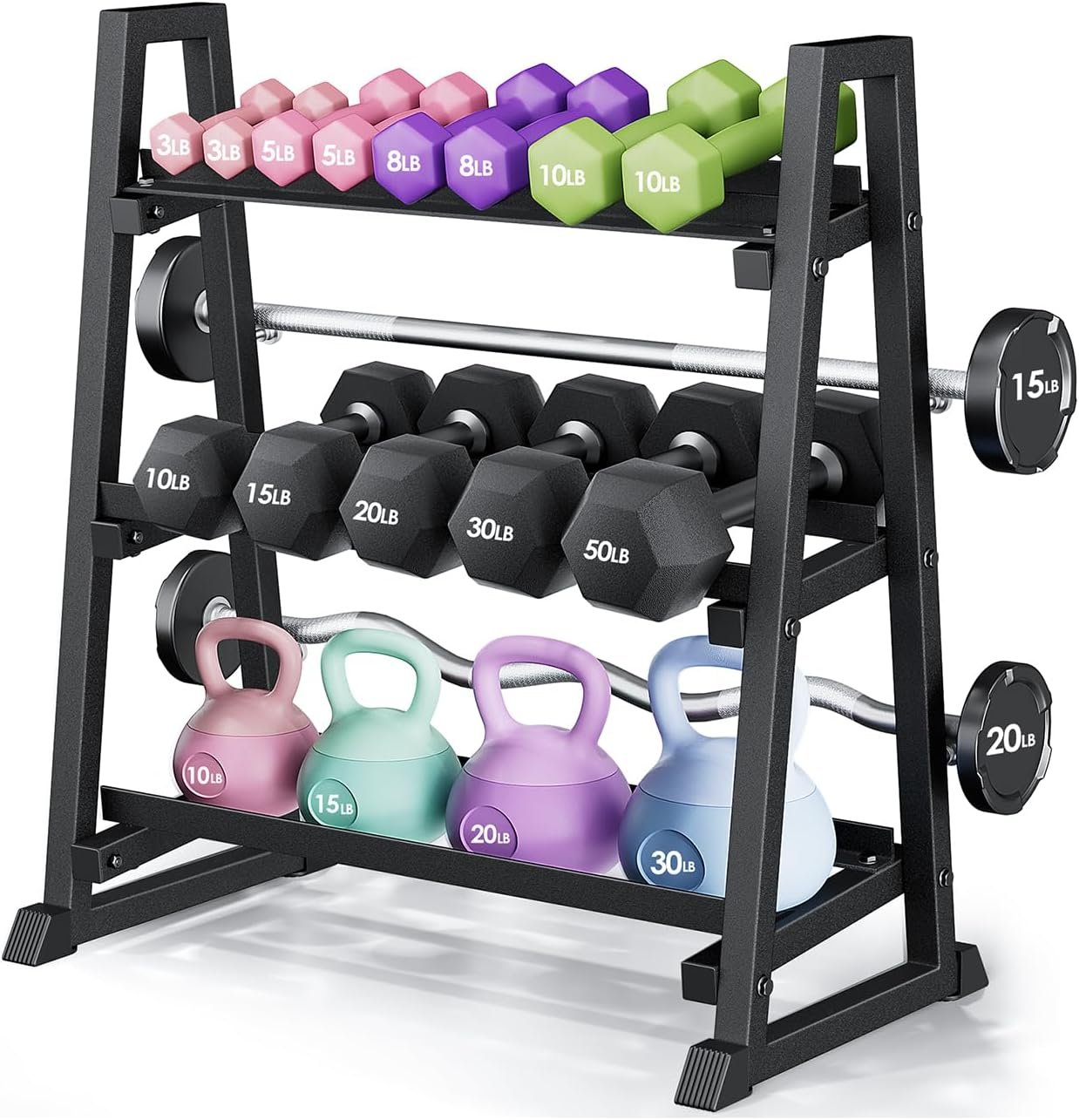 Leteuke 3 Tier Dumbbell Rack Stand Only, Heavy Duty