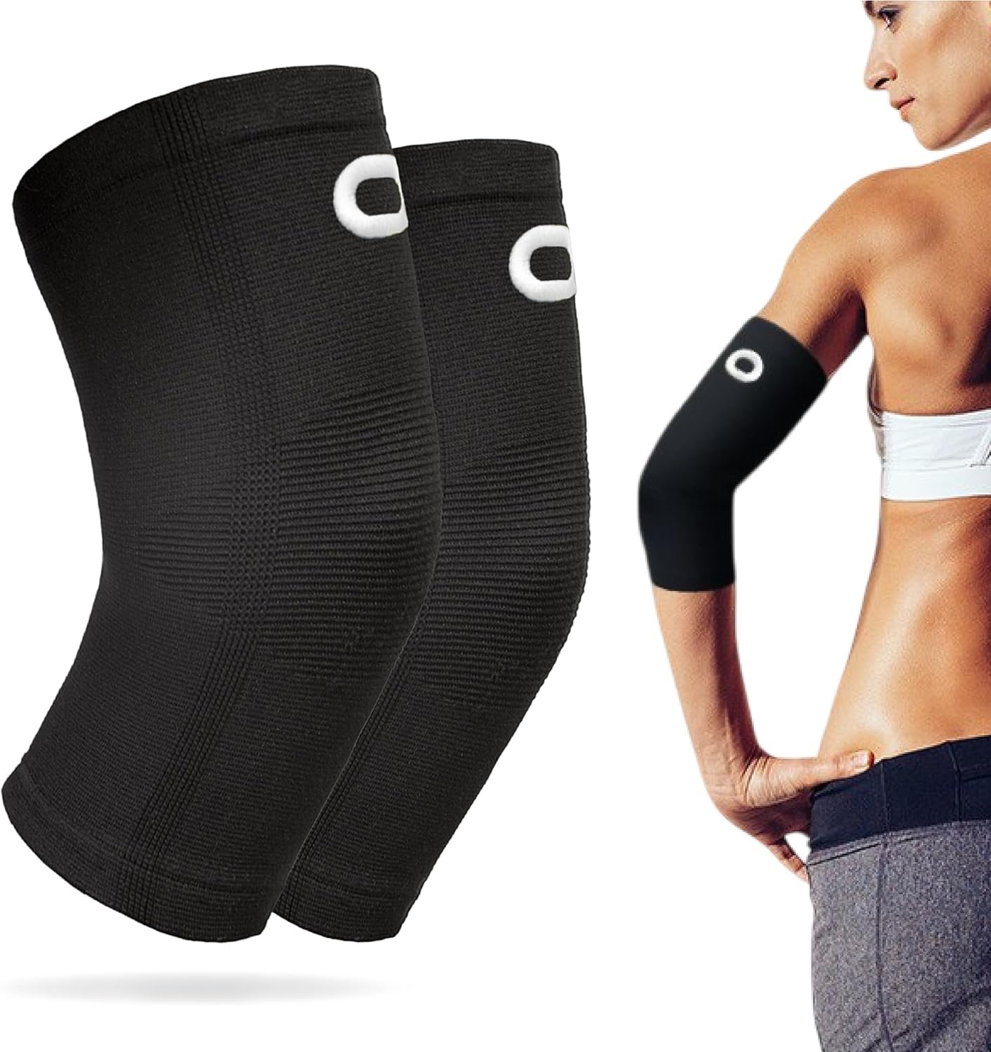 Crucial Compression Elbow Support Sleeves for Women & Men (Pair)