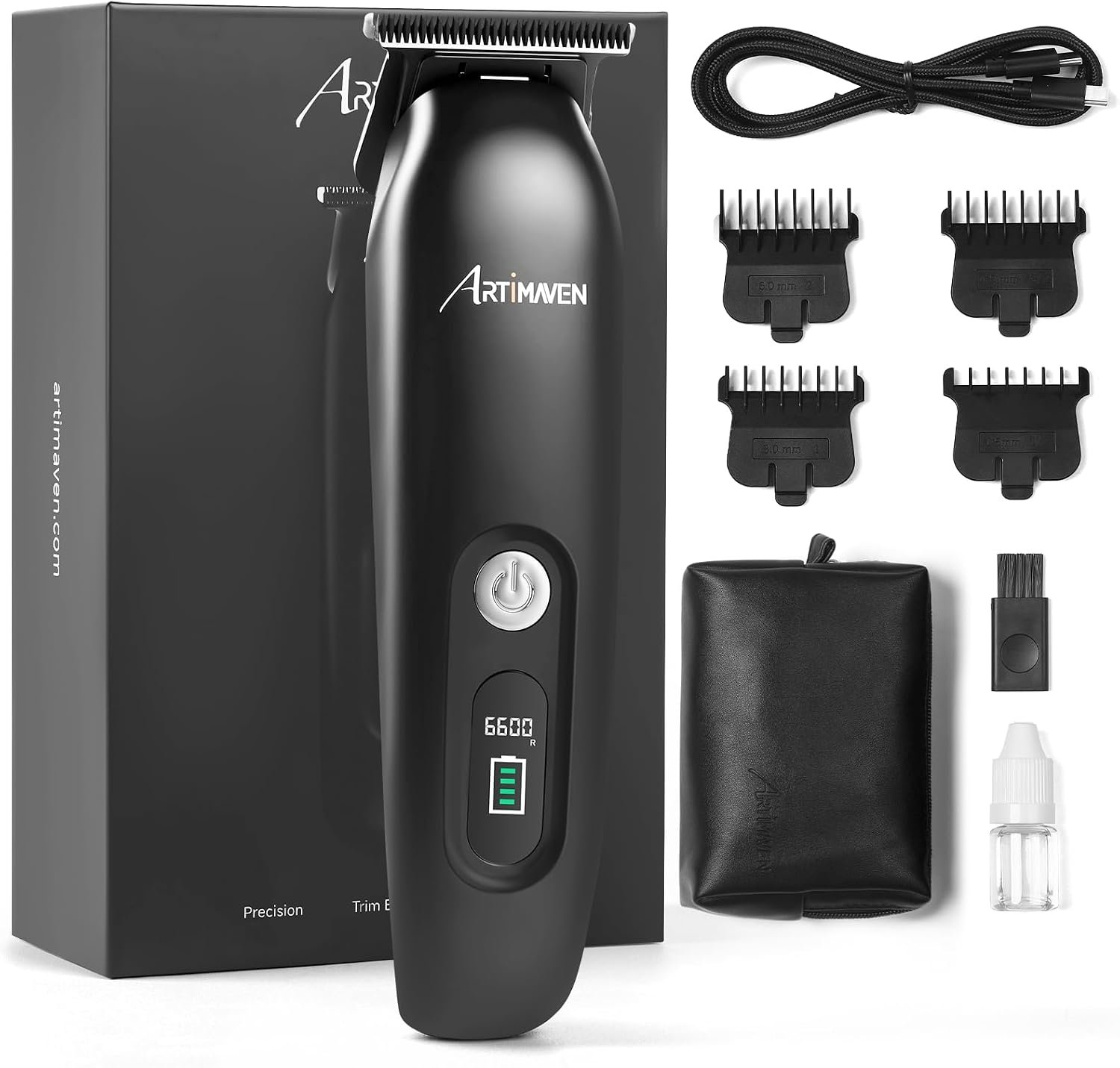 Beard Trimmer for Men, Cordless Hair Clipper & Beard Trimmer Kit, USB-C Rechargeable, DLC Precision Blade, 150-Min Runtime, Compact Travel Grooming Set, Gift for Men with Toiletry Bag