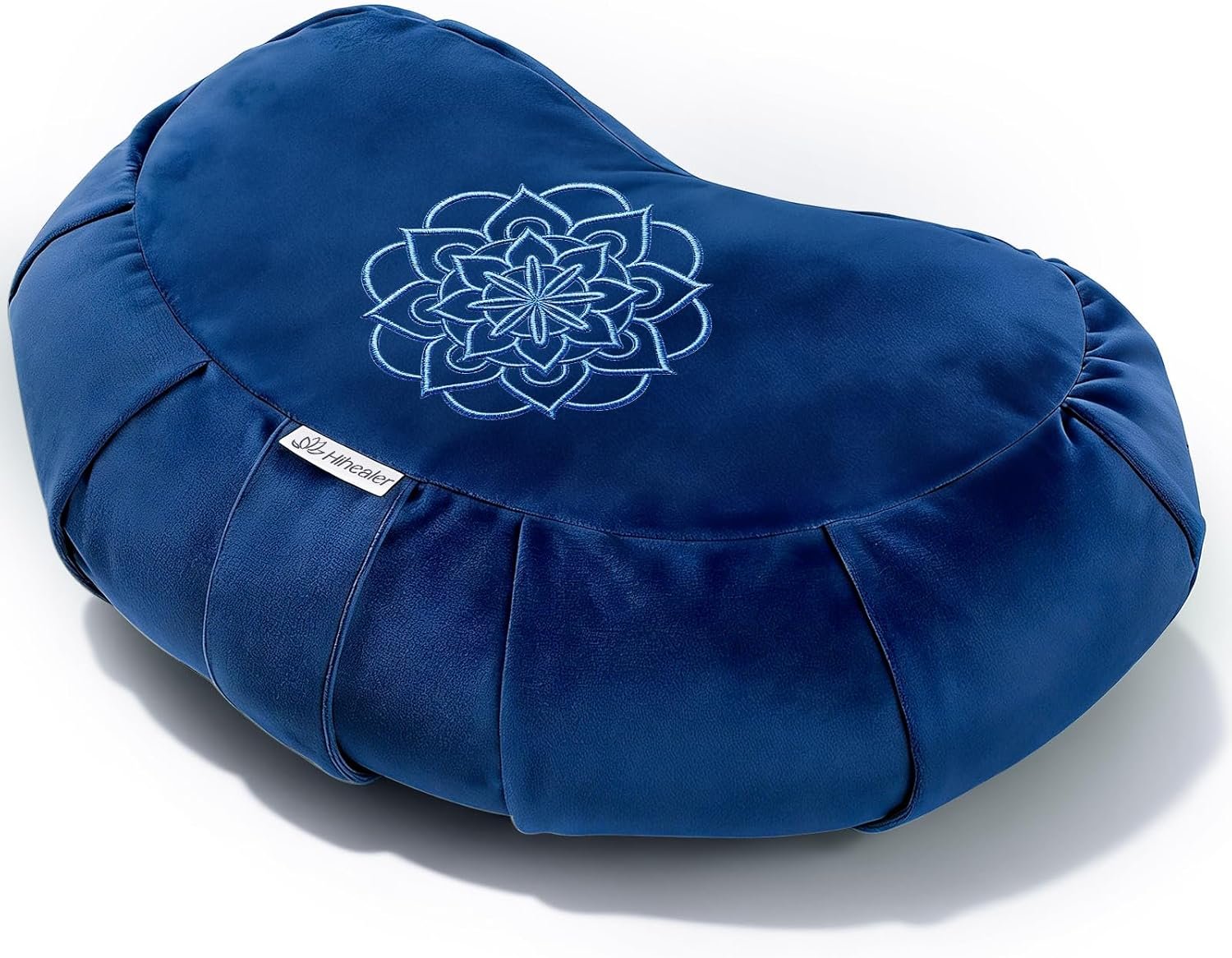 Hihealer Premium Crescent Meditation Cushion, Buckwheat Yoga Bolster Pillow