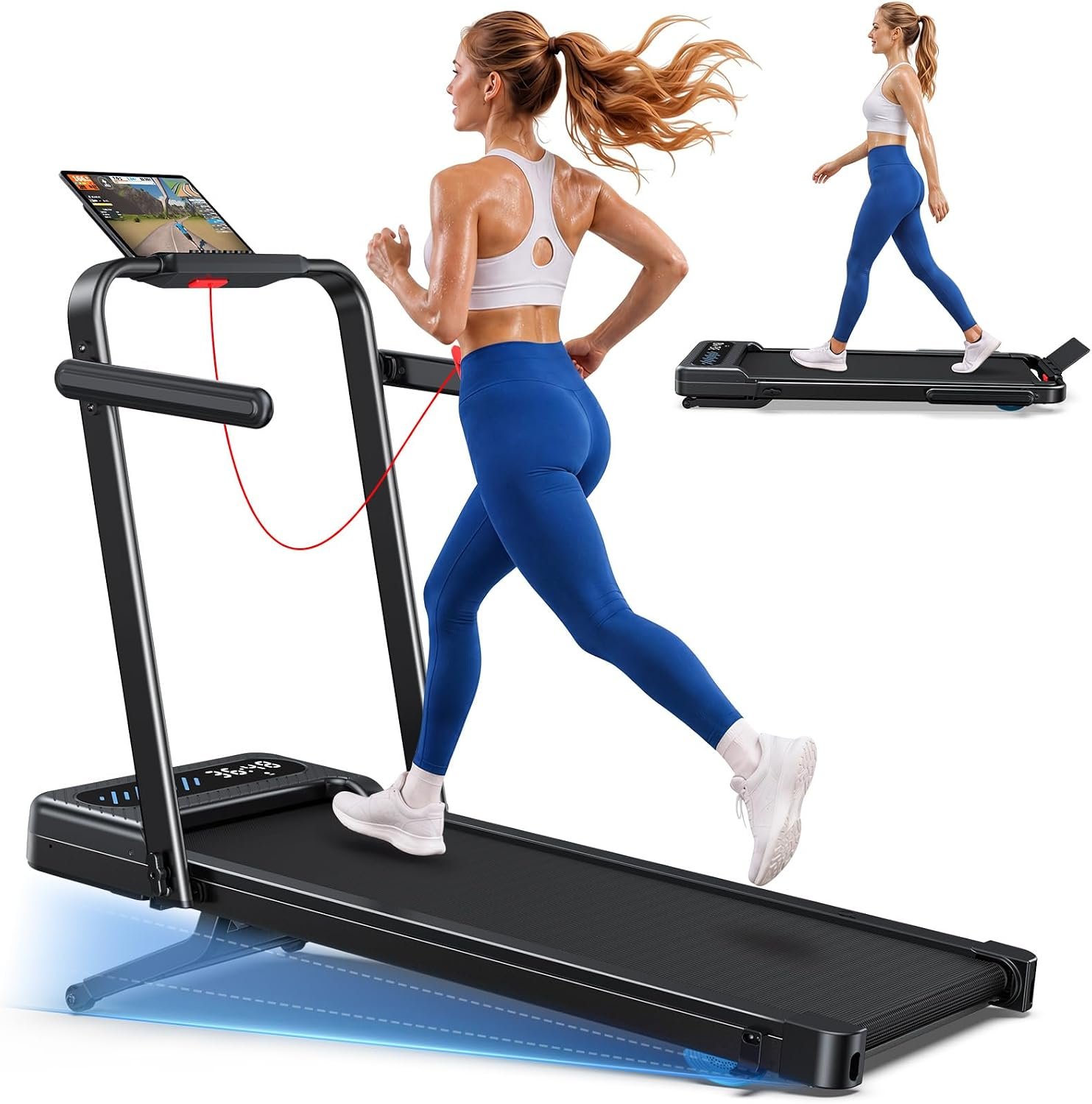 Cardirun Walking Pad with 12% Auto Incline & Handle Bar, Foldable Treadmill