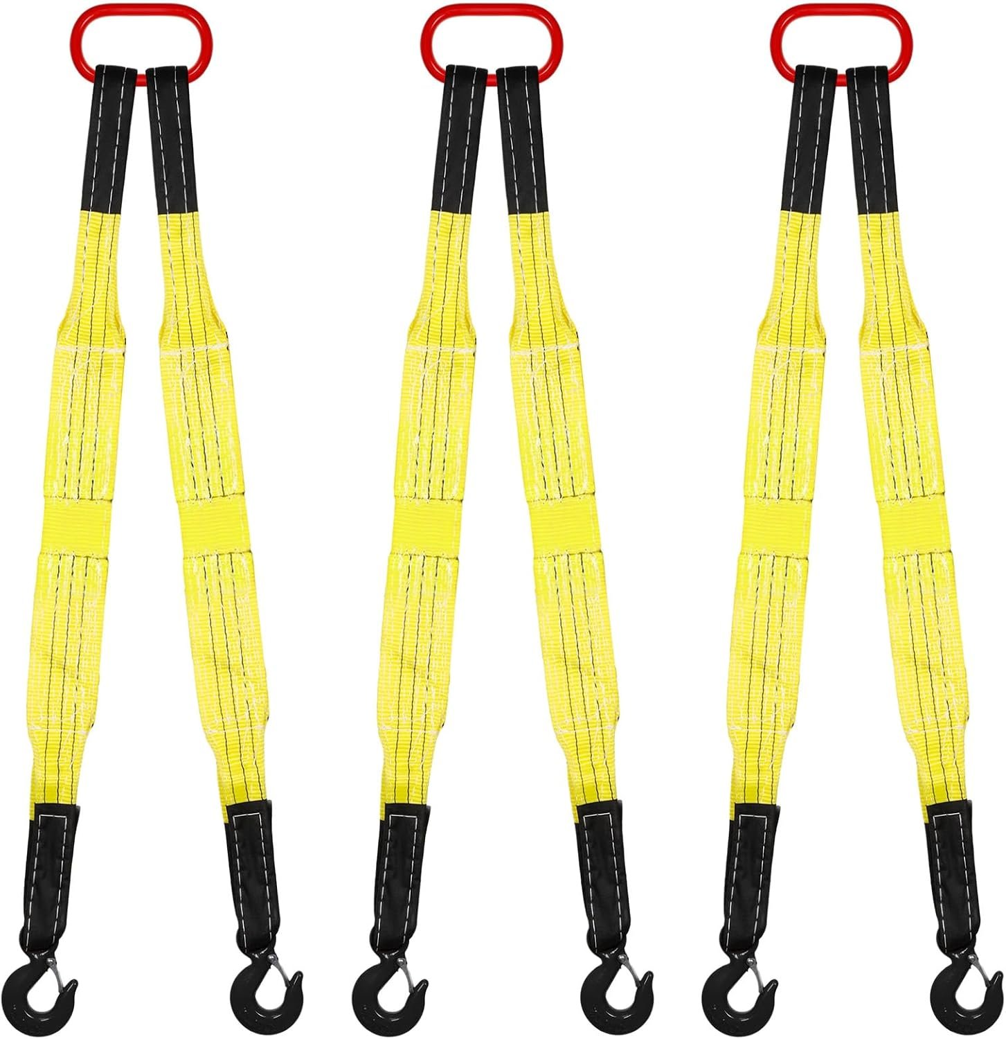 2 Pack Lifting Slings Straps with Hooks Web Slings, 3.3ft, Yellow