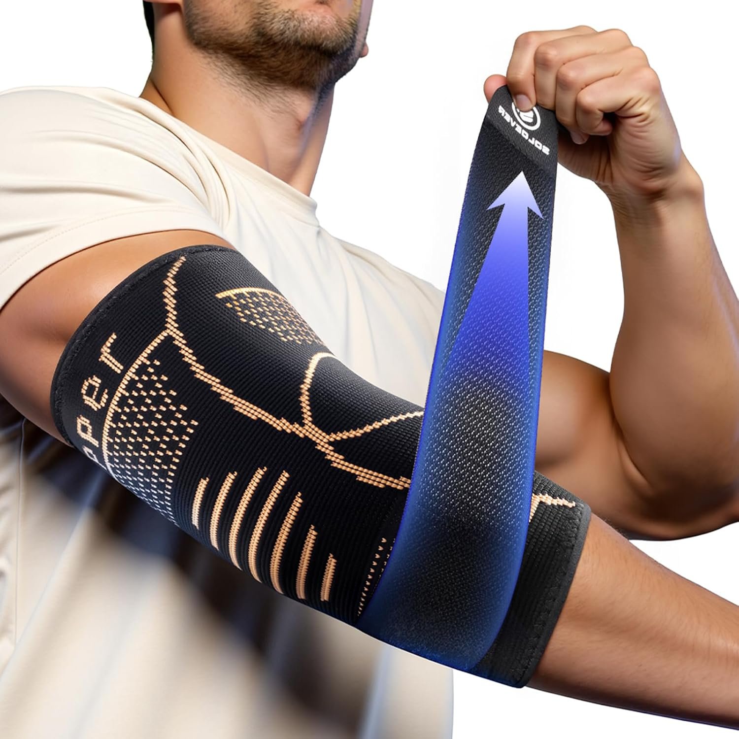 Copper Elbow Compression Sleeve for Tennis Elbow, Tendonitis, Golfers