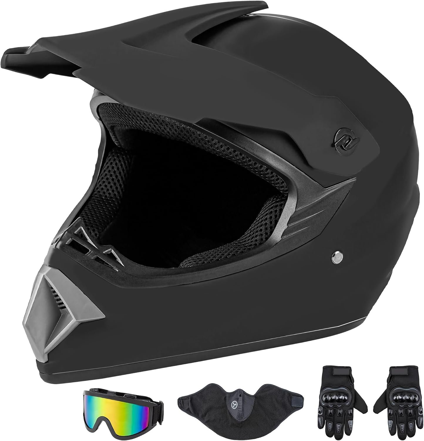CARTMAN Matte Black Adult Full Helmet Large, DOT Approved ATV Dirt Bike