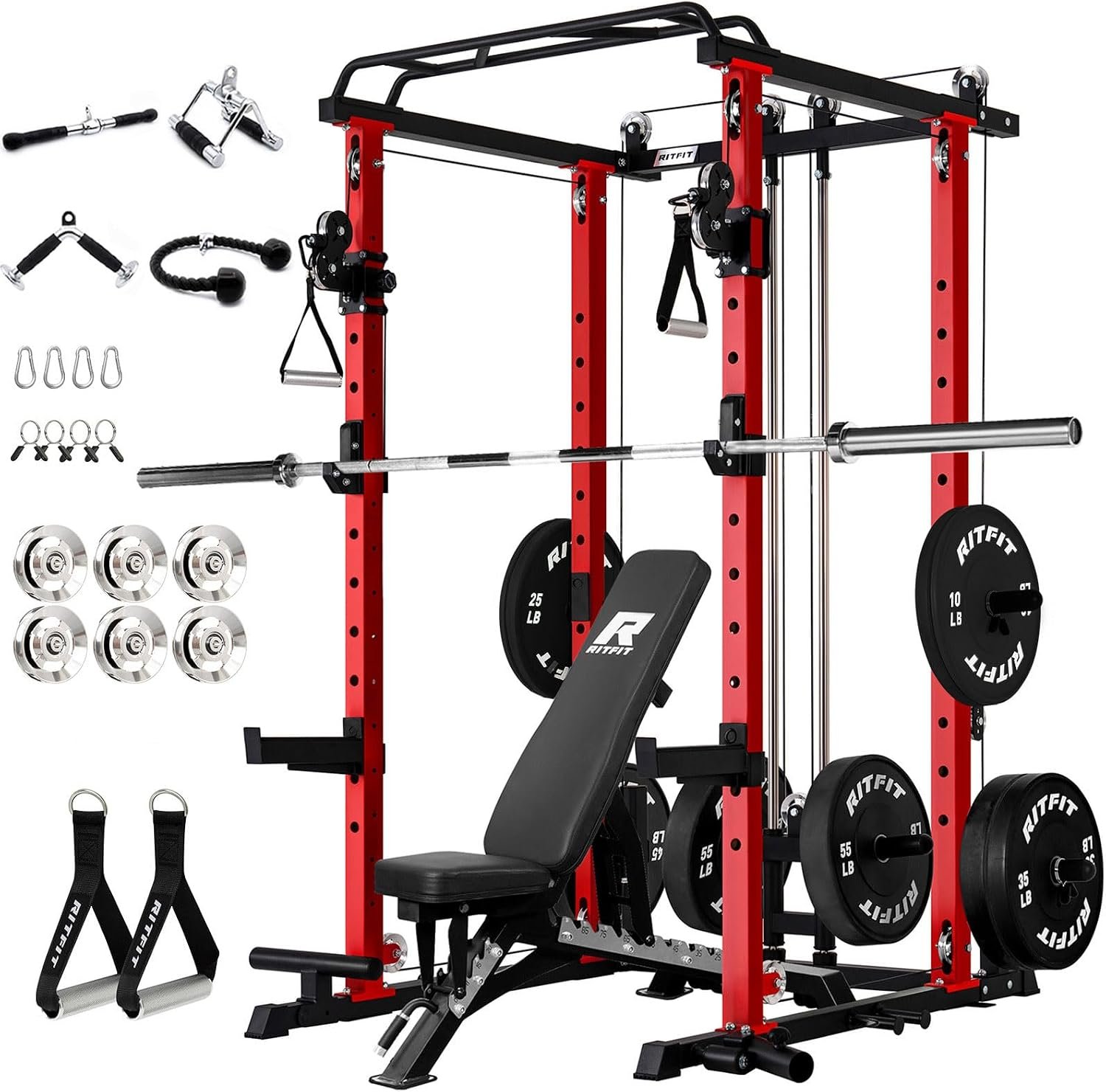 RitFit PPC-P3 Power Cage with Cable Crossover System, 1200LB Capacity