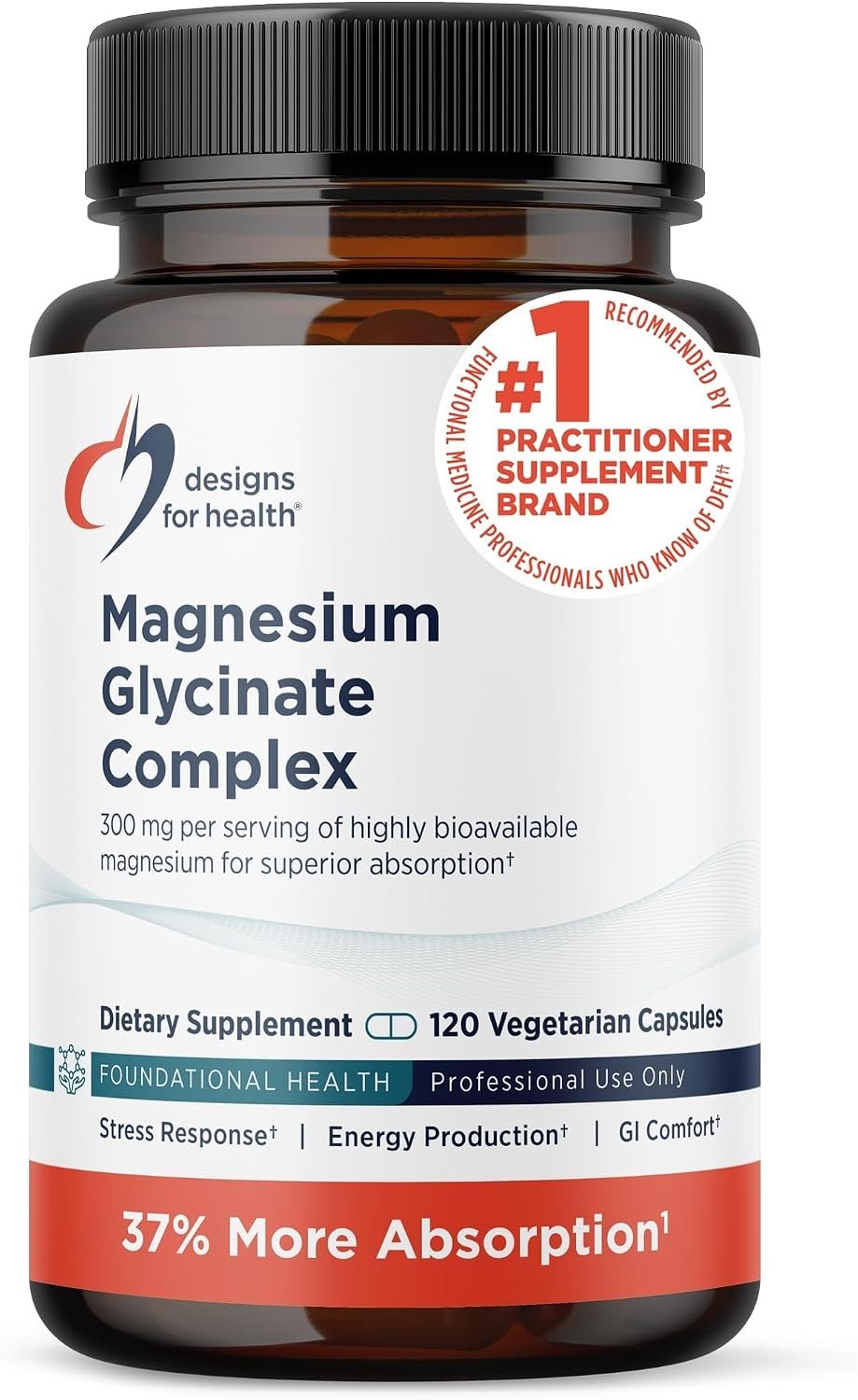 Designs for Health Magnesium Glycinate Complex, High Absorption, 120 Count