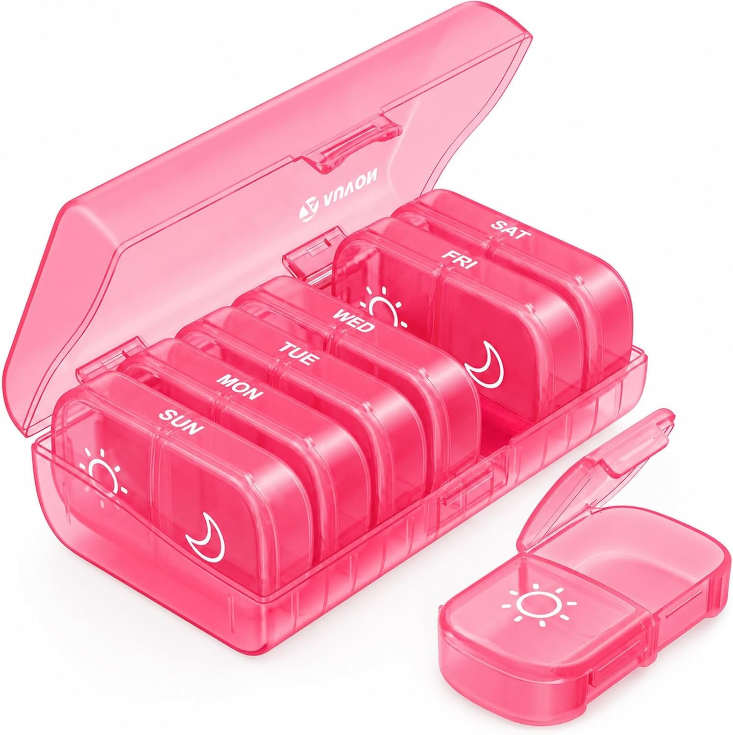 AUVON Weekly Pill Organizer 2 Times a Day, One-Side Large Opening, Easy‑Use