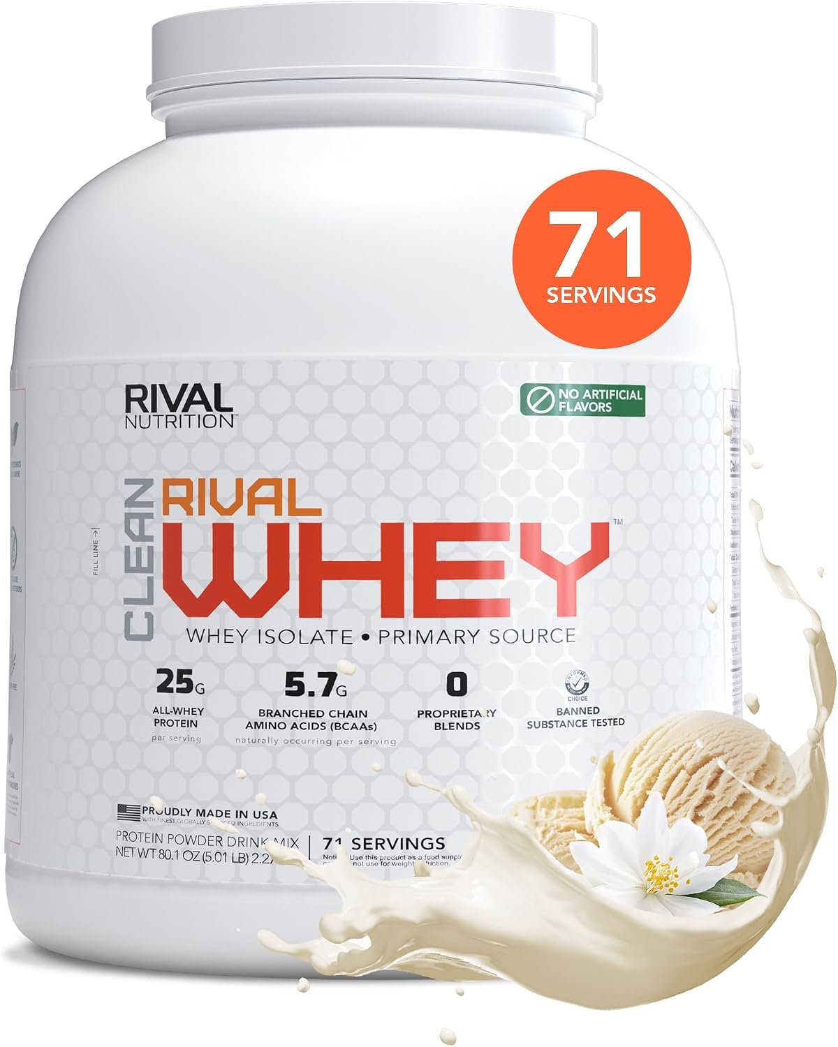 Rival Nutrition Clean Rival Whey Protein Powder (True Vanilla, 5 lb)