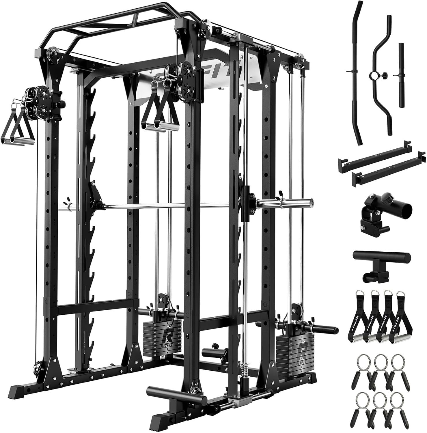 RitFit P9 3D Smith Machine & Cable Crossover Power Cage Home Gym