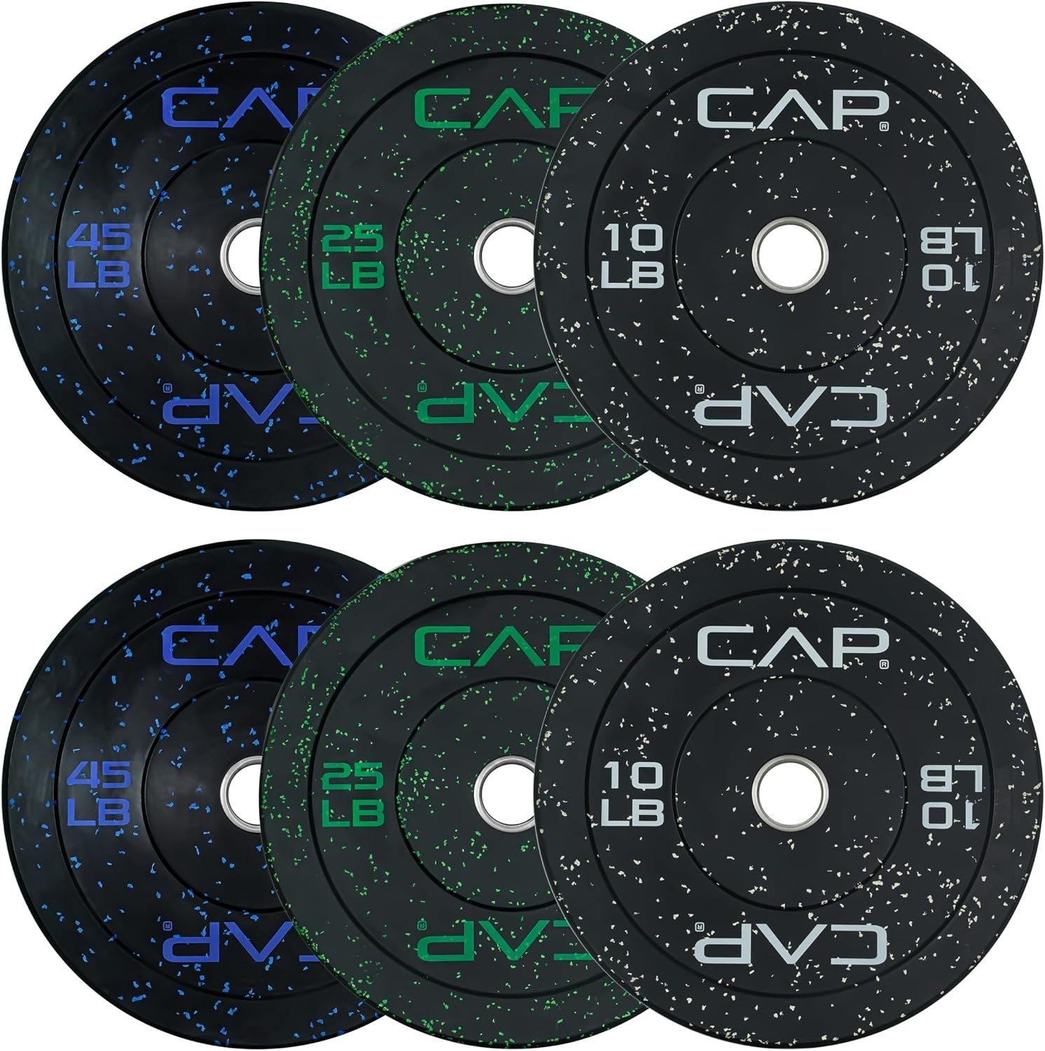 CAP 2-inch Olympic Bumper Plate Weight Set | 100-370 lbs | Multiple Colors | Storage Rack Optional
