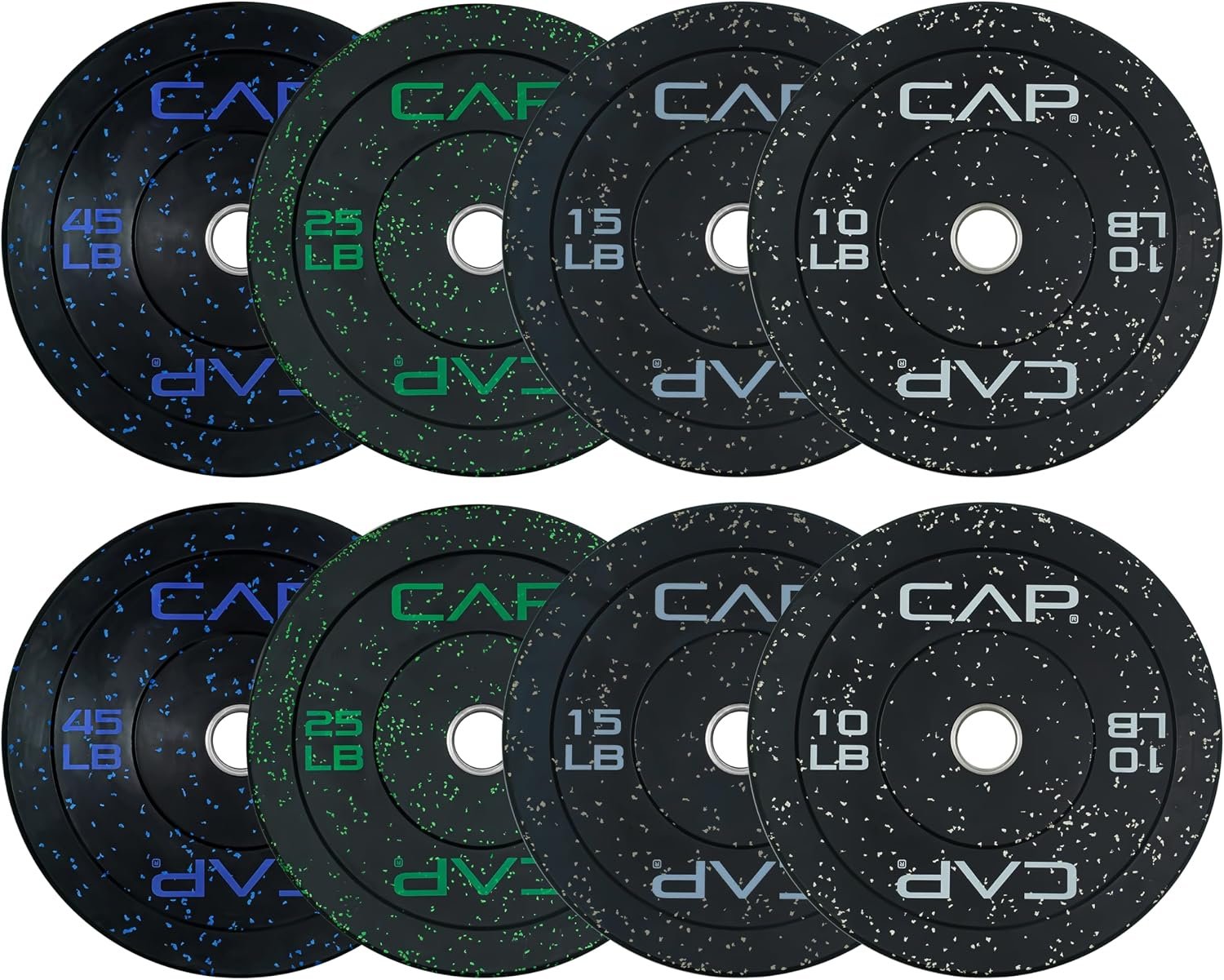 CAP 2-inch Olympic Bumper Plate Weight Set | 100-370 lbs | Multiple Colors | Storage Rack Optional