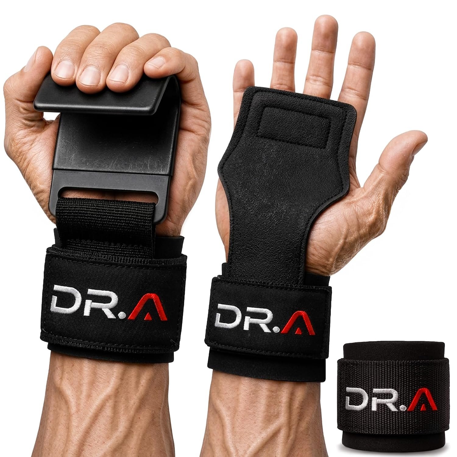 Dr. Arthritis 3-in-1 Lifting Straps, Hooks & Wrist straps – Switch Between Modes in Seconds – Heavy Duty Weight Lifting Grips for Bodybuilding, Powerlifting, Deadlifts, Pull-Ups & Rows (Pair, Black)