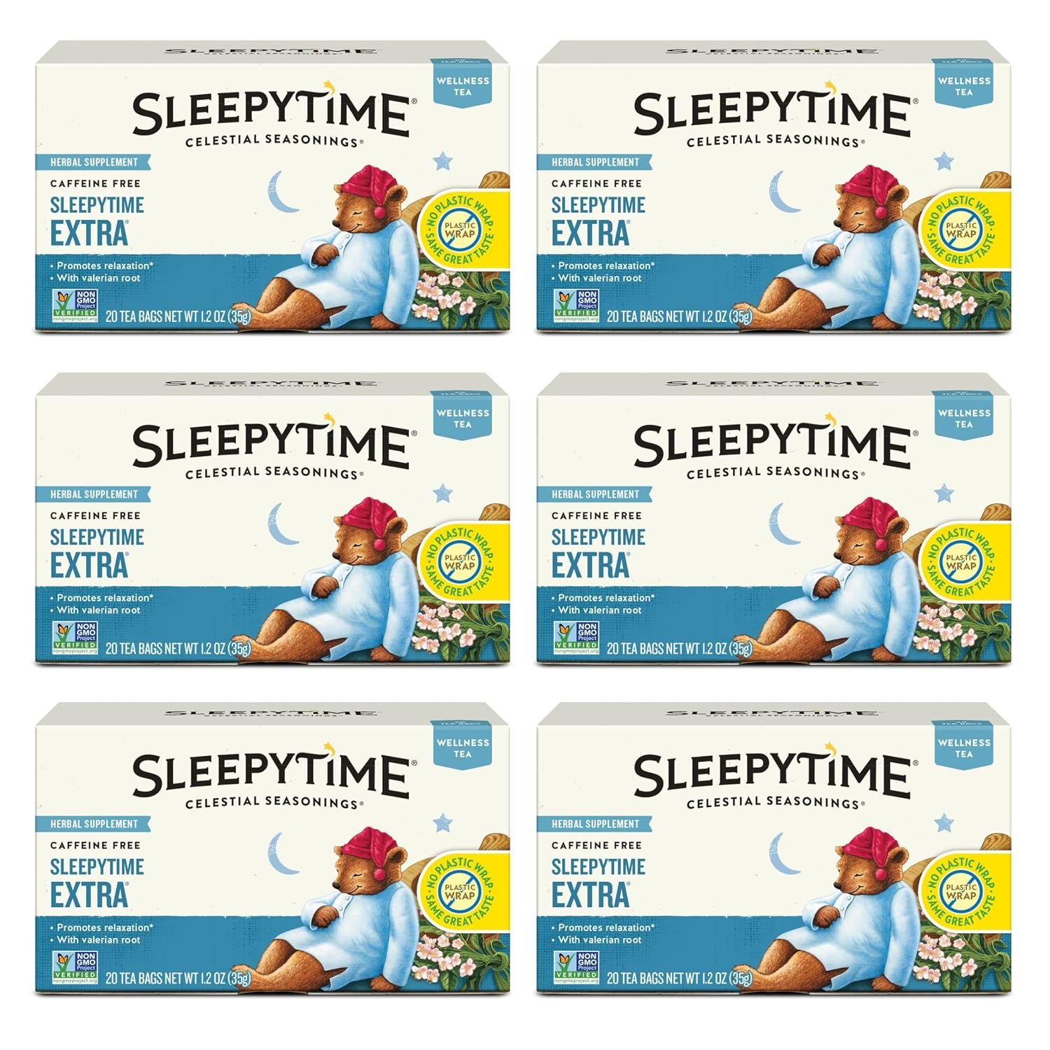 Celestial Seasonings Sleepytime Extra Herbal Tea, Promotes Relaxation, 20 Count (Pack of 6)
