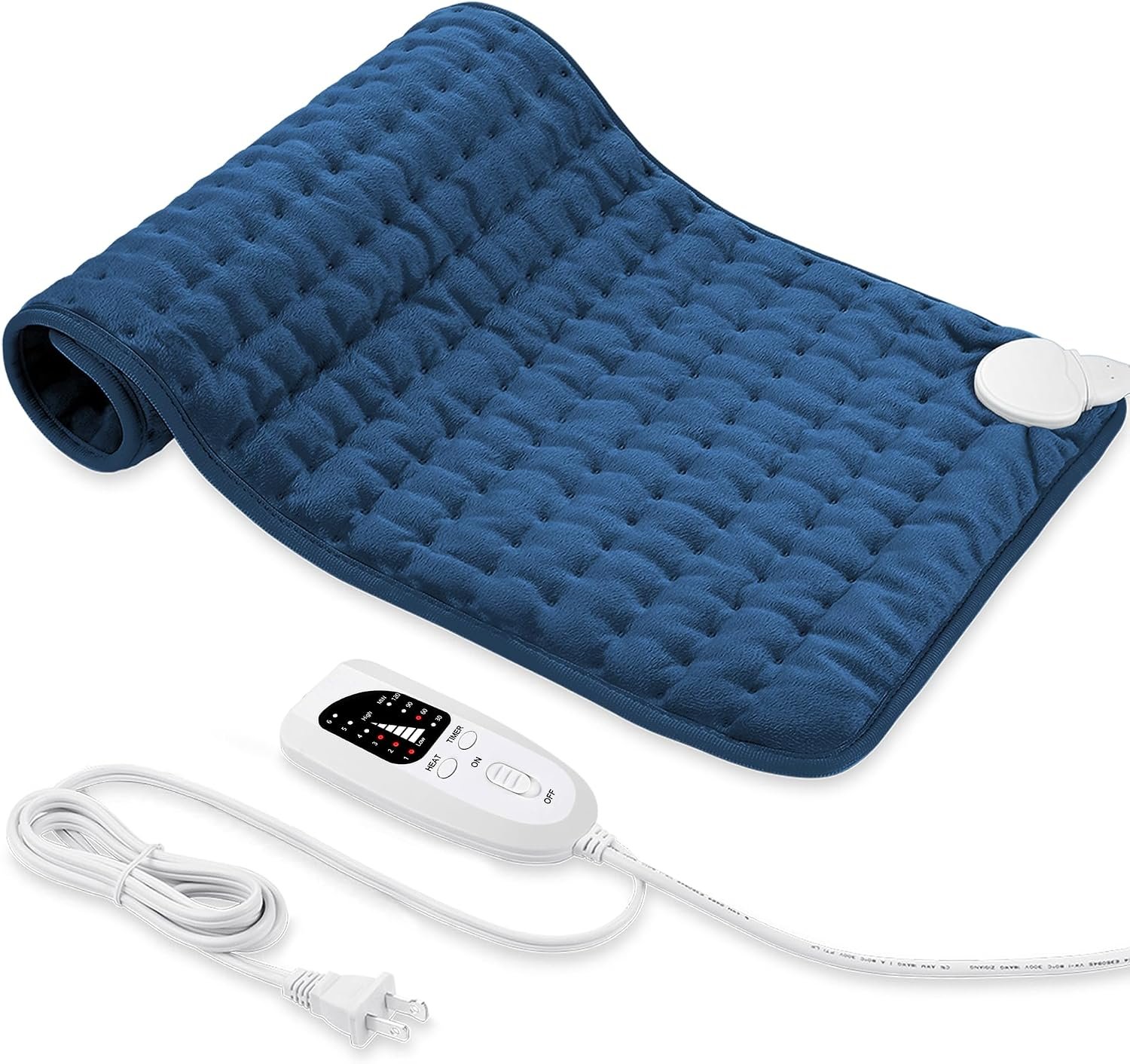Electric Heating pad with 6 Heat Settings, Auto Shut Off, Dry Electric Heating for Back Neck Knee Arms Legs Shoulder Heat Pads for Christmas Birthday Father’s Day Mother’s Day (24″X12″, Dark Blue)