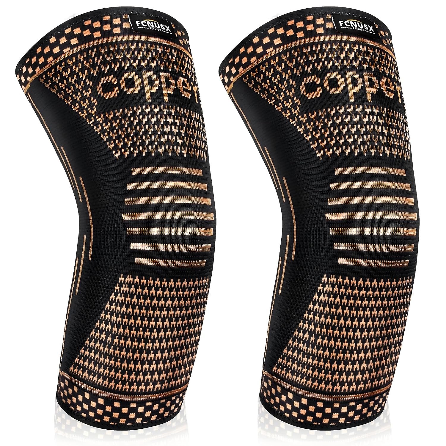 Copper Elbow Brace Compression Sleeves for Pain Relief Men Women, Arm Support Forearm Pads Braces for Tendonitis, Tennis, Golfers, Arthritis, Weight lifting (Medium, Black)