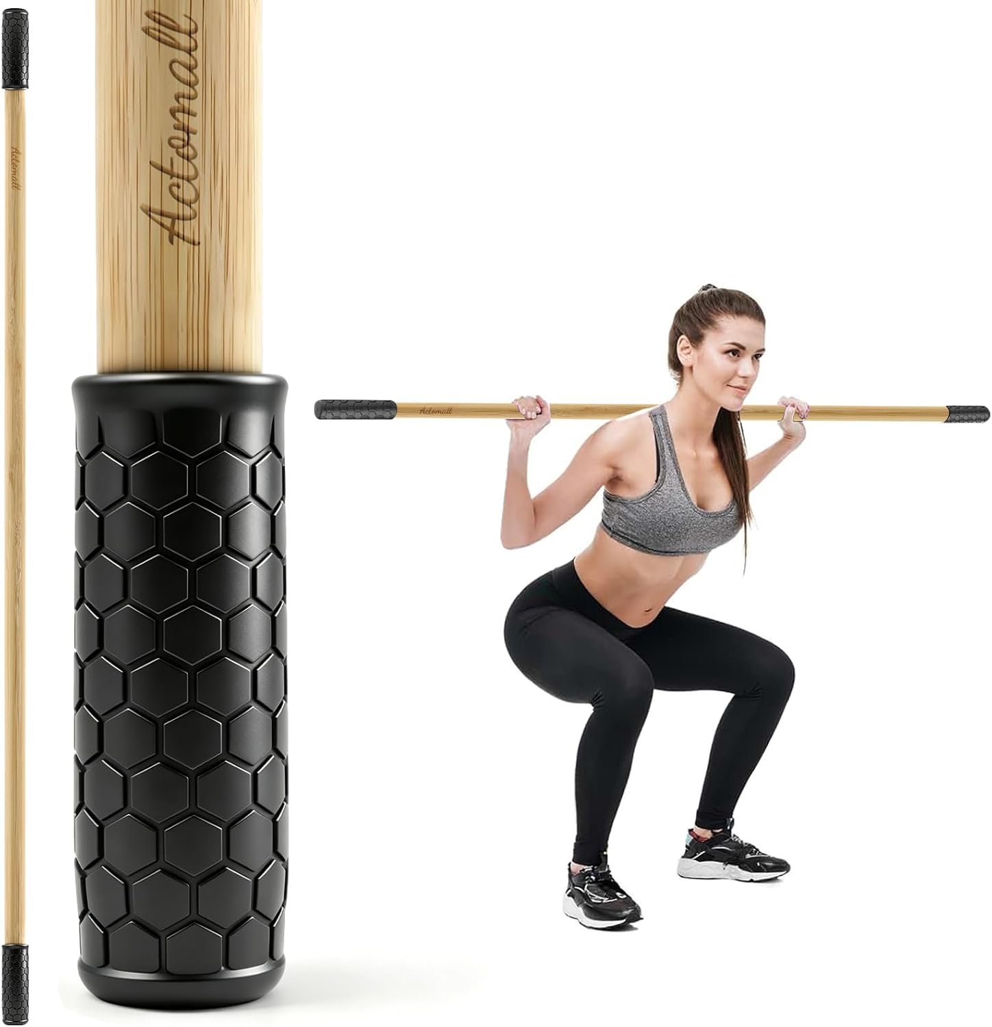 Bamboo Yoga Stick, 58.5-Inch Stretching Stick for Exercise