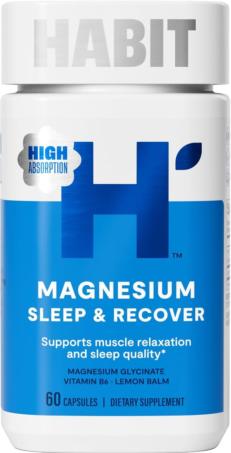 Habit Magnesium Sleep & Recover Supplement, Magnesium Glycinate, Vitamin B6, Lemon Balm, 60 Capsules