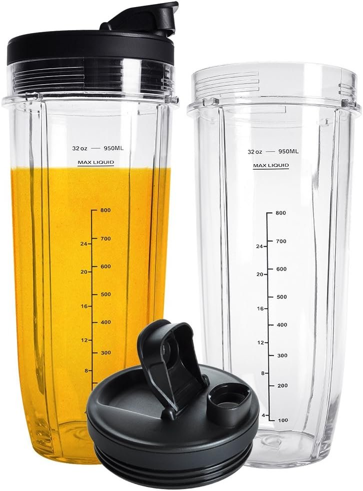 2-Pack Replacement 32oz Blender Cups with Lids for Ninja Blender