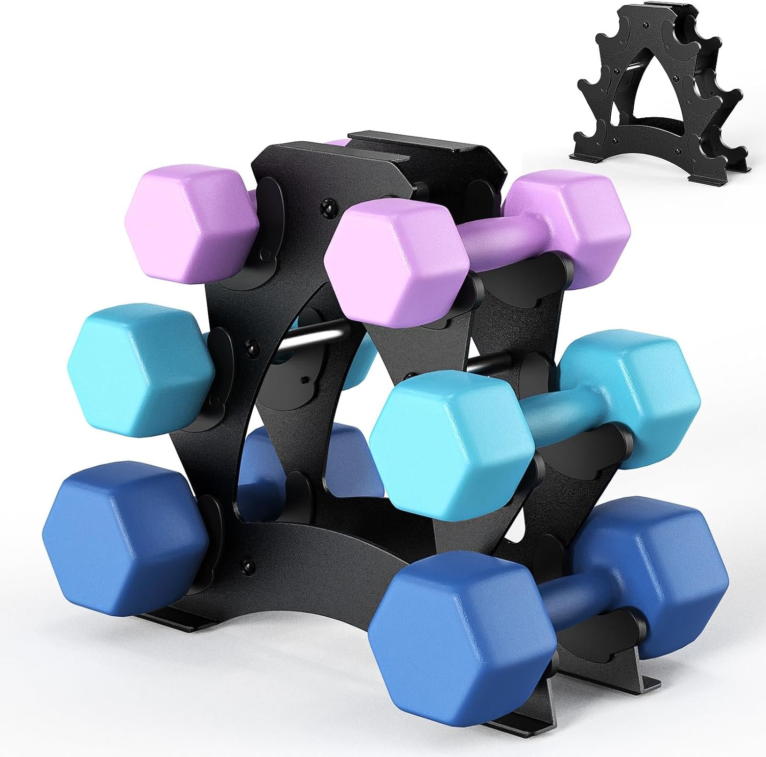 Stand for Space Saving, Small Weight Storage for 1-15 LB Dumbbells in Home/Office/Studio