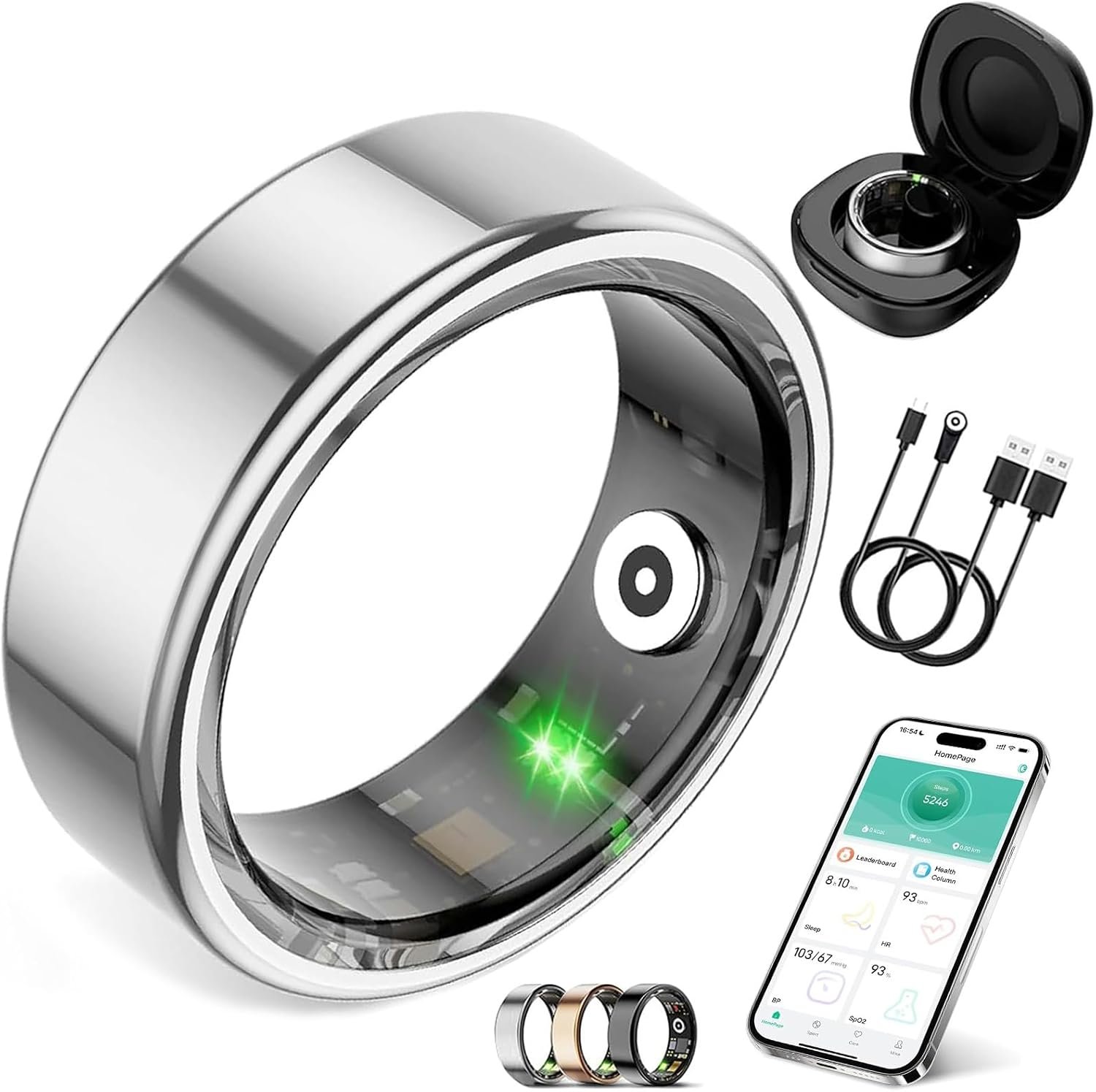 Smart Ring, No Subscription Required Smart Ring for Women, Fitness Ring for Women & Men, Health Ring with Heart Rate, Sleep Monitoring/Motion Tracking, Waterproof (Silver 10)