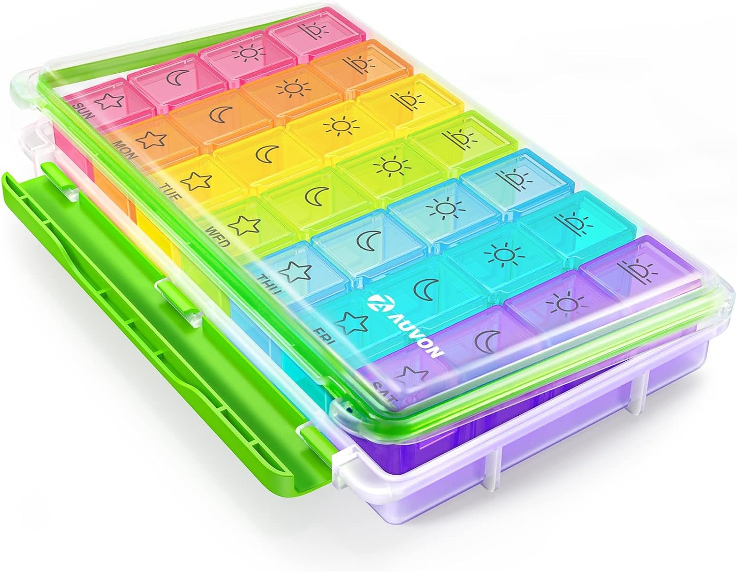 AUVON Large Moisture-Proof Weekly Pill Organizer 4 Times a Day, BPA-Free