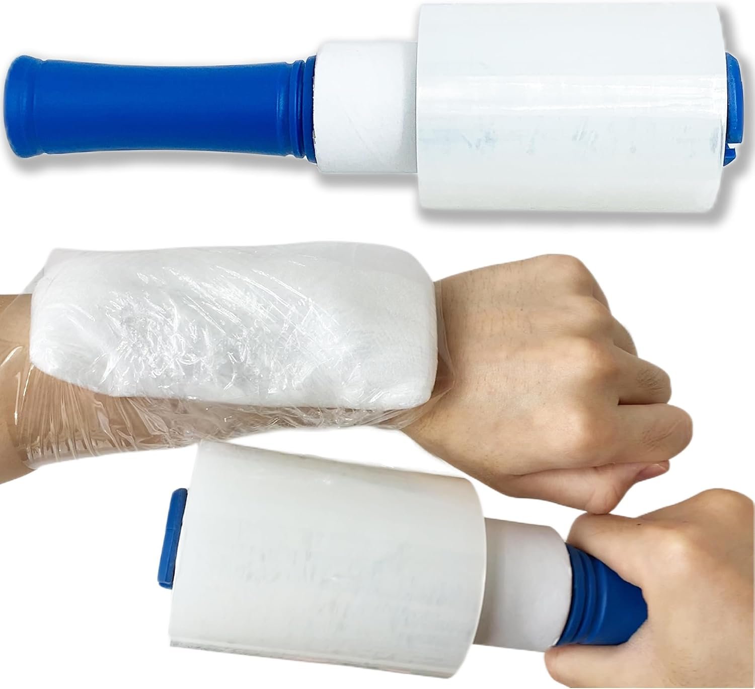 500ft Plastic Wrap for Tattooing Ice Packs Athletic Film with Rotatable Handle Elastic Clear Wrap for Injuries Ice Bags Body Stretch Wrap for Moving Supplies