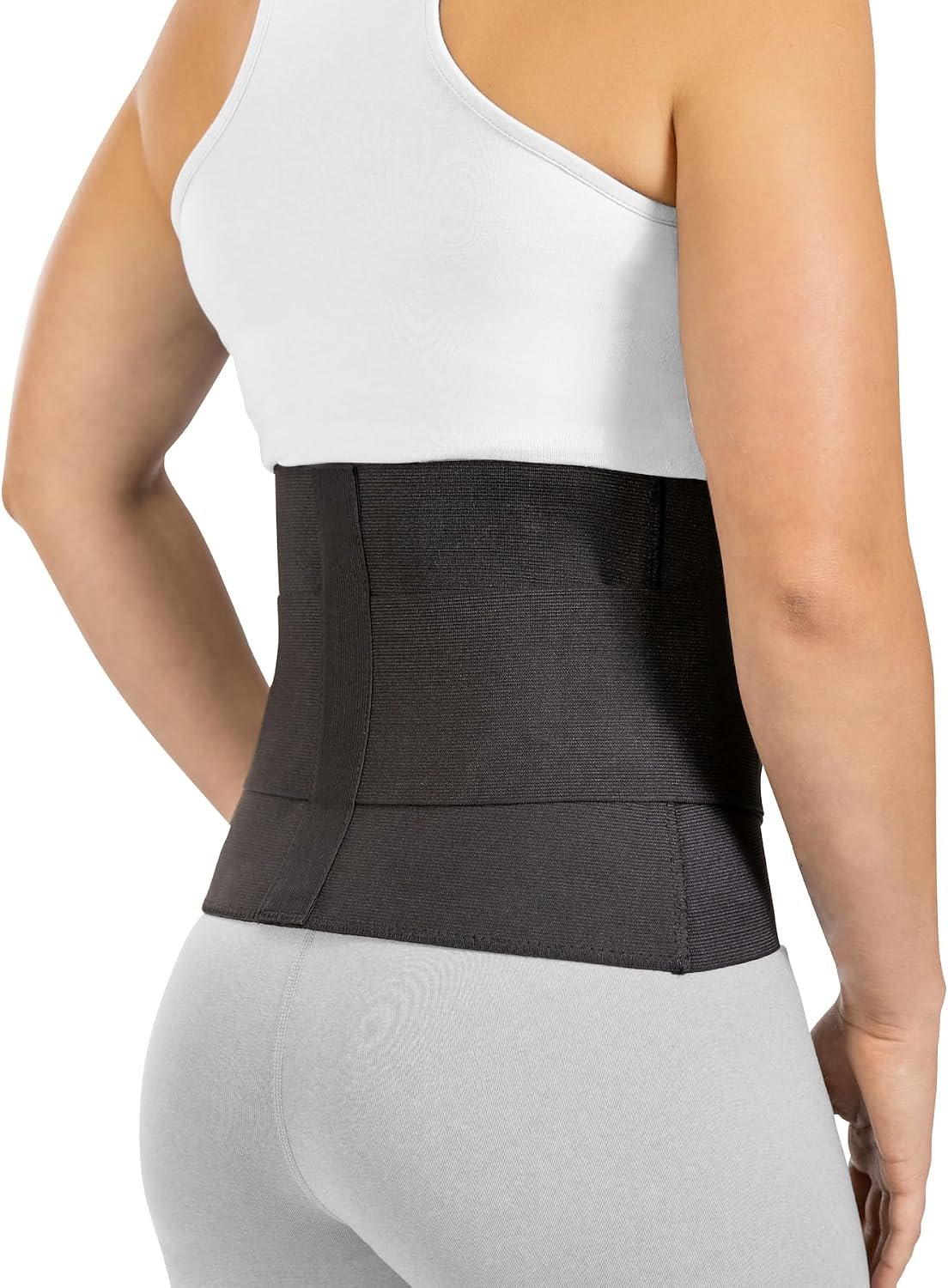 BraceAbility Elastic Low Back Brace – Compression Lower Back Support Belt for Sciatica, Heavy Lifting at Work, Herniated Disc, Workouts, Sleeping, Lumbar Support, Lower Back Pain in Women and Men (L)