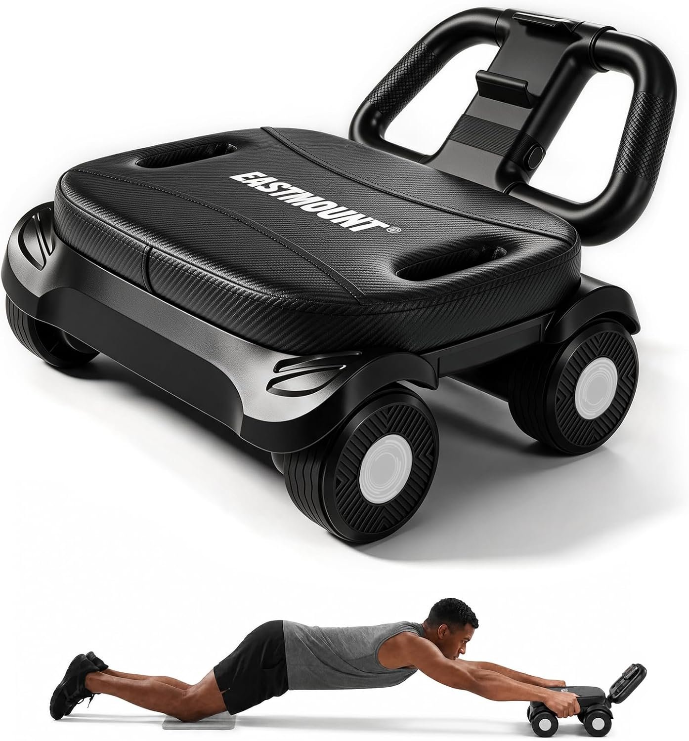 EAST MOUNT Ab Roller Wheel – Ab Roller with Elbow Support for Core Workout Belly Fat Automatic Rebound Abdominal Wheel for Women Men Home Gym Equipment
