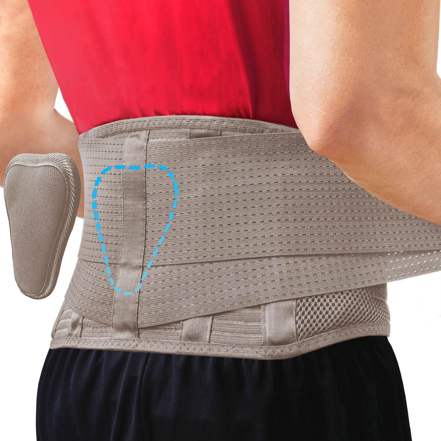 Sparthos Back Brace for Women & Men, Sciatica, Lower Back Pain – Taupe-M