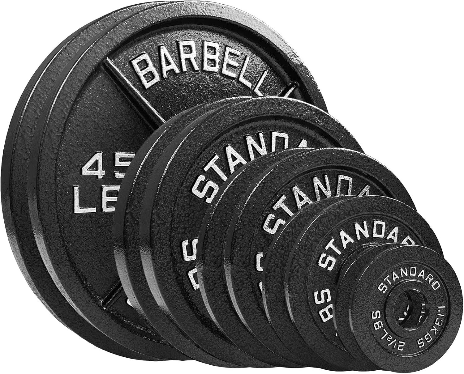 Steel Olympic Plates 175LB Set – 2 inch Olympic Hammertone Coated 2x 2.5lb, 5lb, 10lb, 25lb, & 45lb for Weight Lifting Training