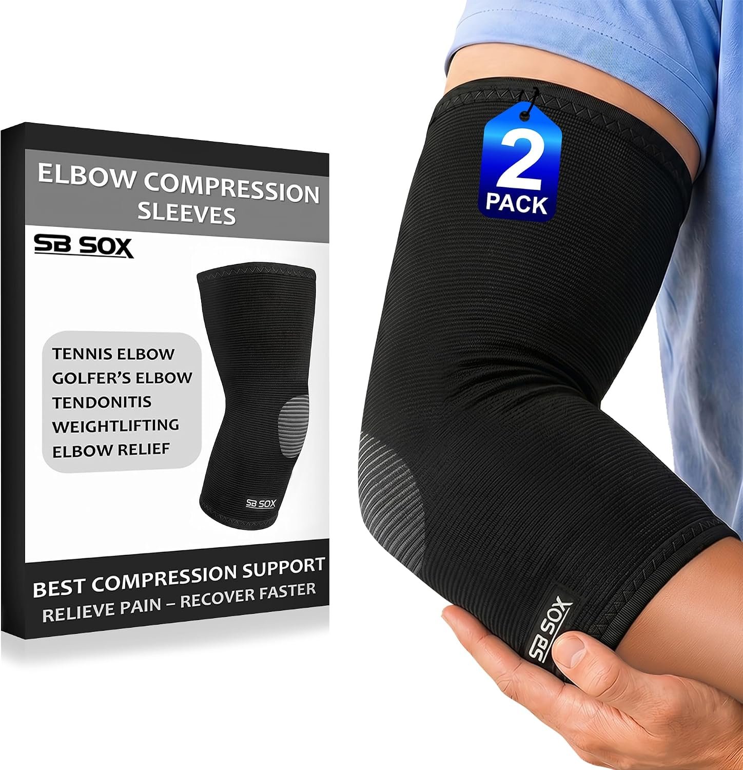 SB SOX Elbow Brace Compression Sleeve for Men & Women