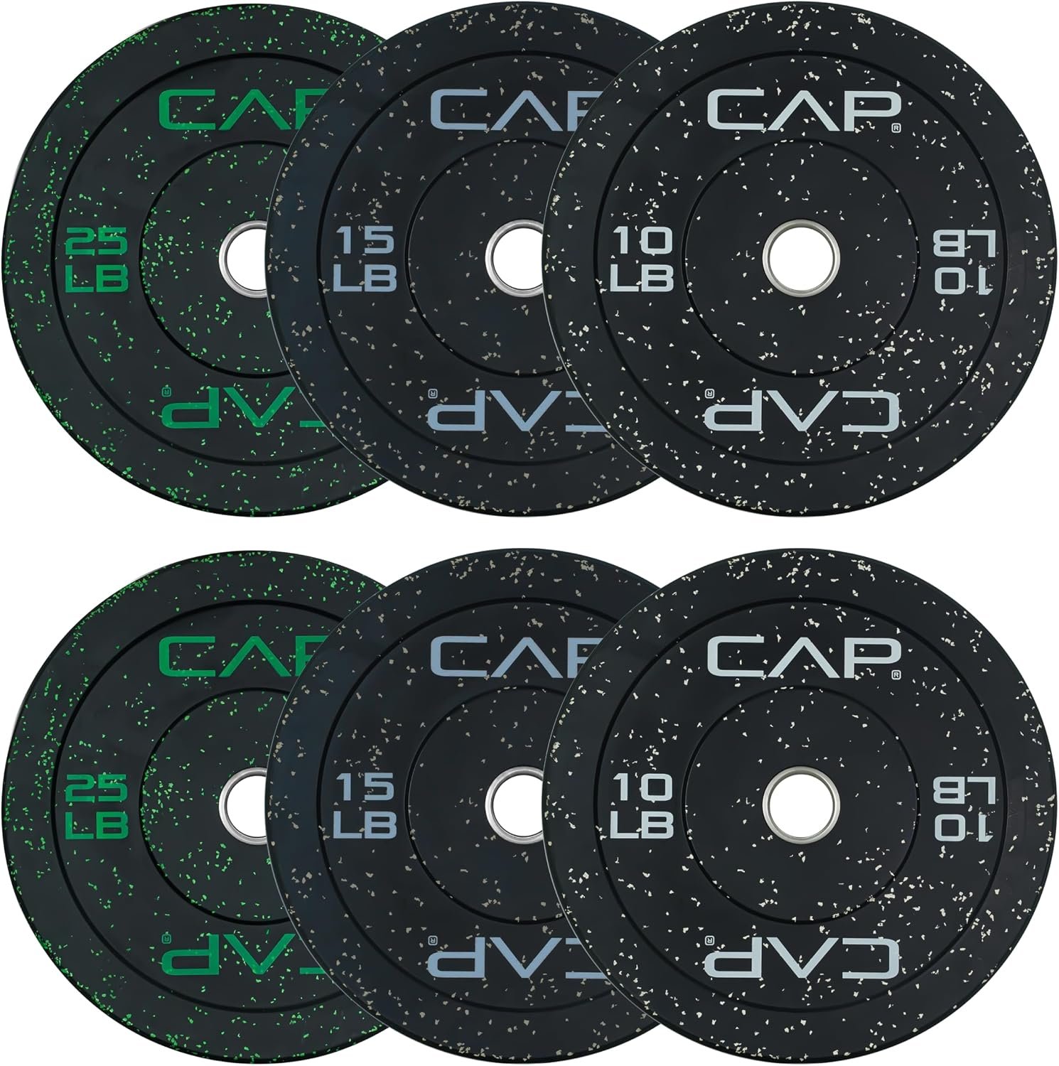 CAP 2-inch Olympic Bumper Plate Weight Set | 100-370 lbs | Multiple Colors | Storage Rack Optional