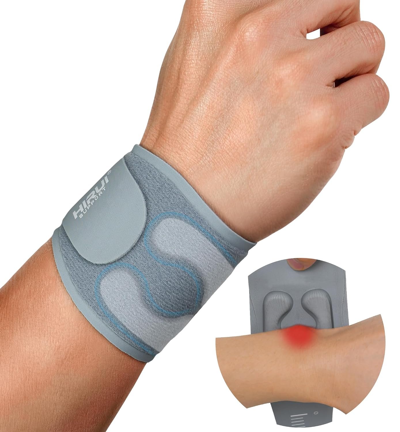 HiRui Wrist Brace for TFCC Support, Ultra-Thin Breathable Wrist Wrap with 3D Cushion Pads, Adjustable Compression Wrist Support for Ulnar Pain, Work, Sports & Daily Use, Fits Both Hands (2, Gray)