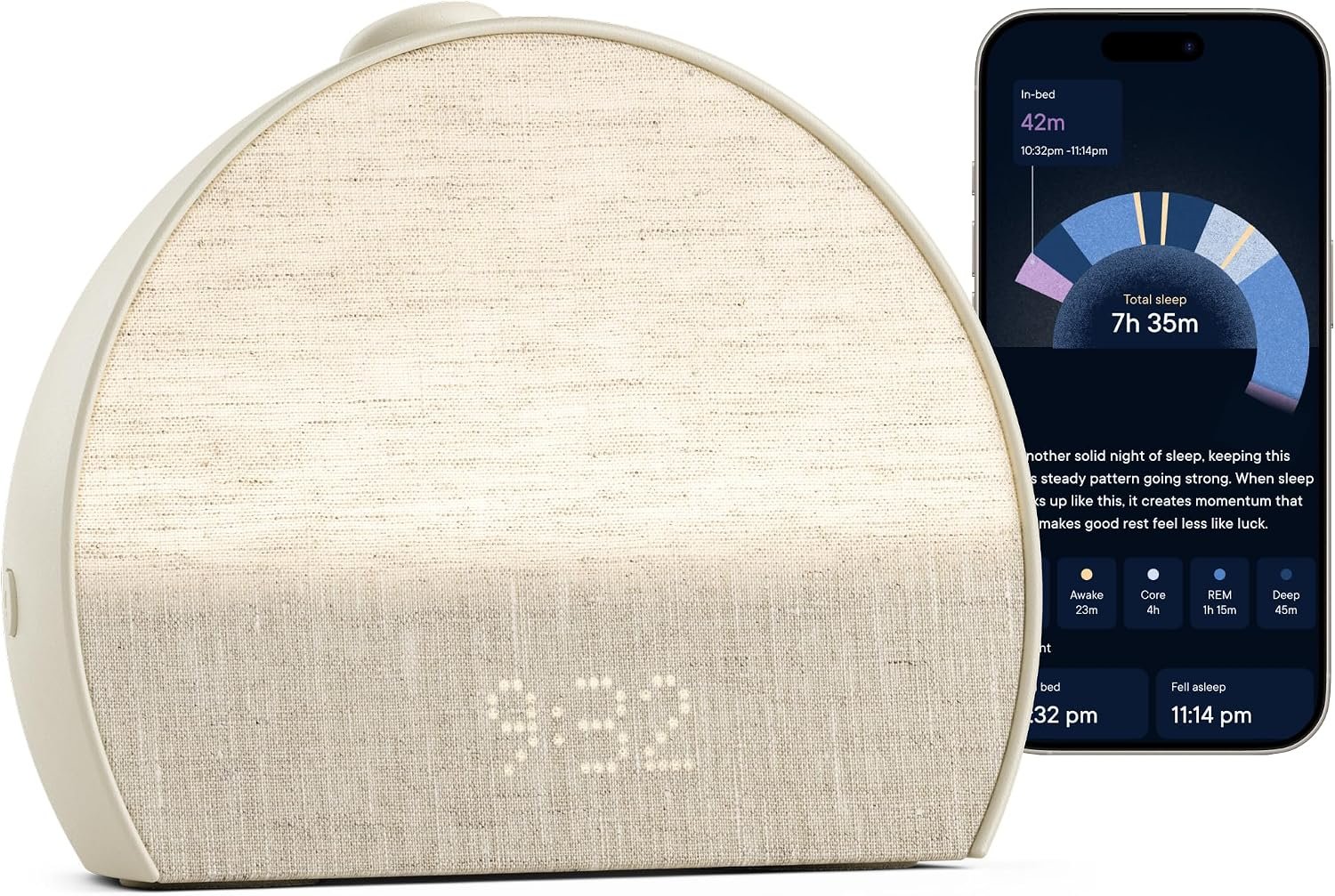 Hatch Sleep Clock, Contactless Sleep Tracker, Personalized Insights, Putty