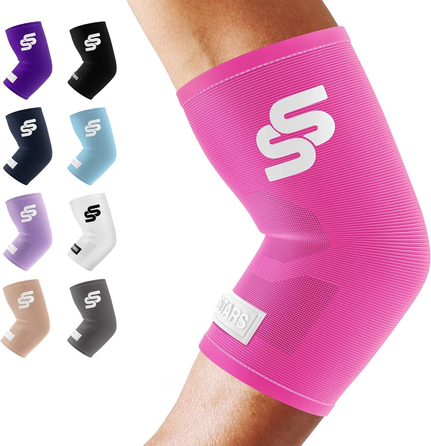 Sleeve Stars Elbow Sleeve for Pain Relief & Protection – Elbow Compression Sleeve for Women & Men – Supportive Elbow Brace for Tendonitis, Recovery & Ideal for Sports, Work