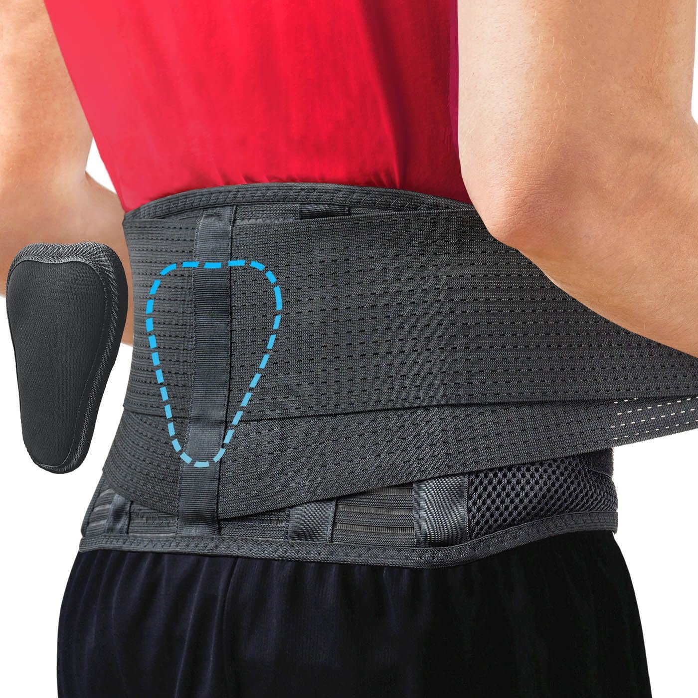 Sparthos Back Brace for Women & Men, Sciatica, Lower Back Pain – Black-XL